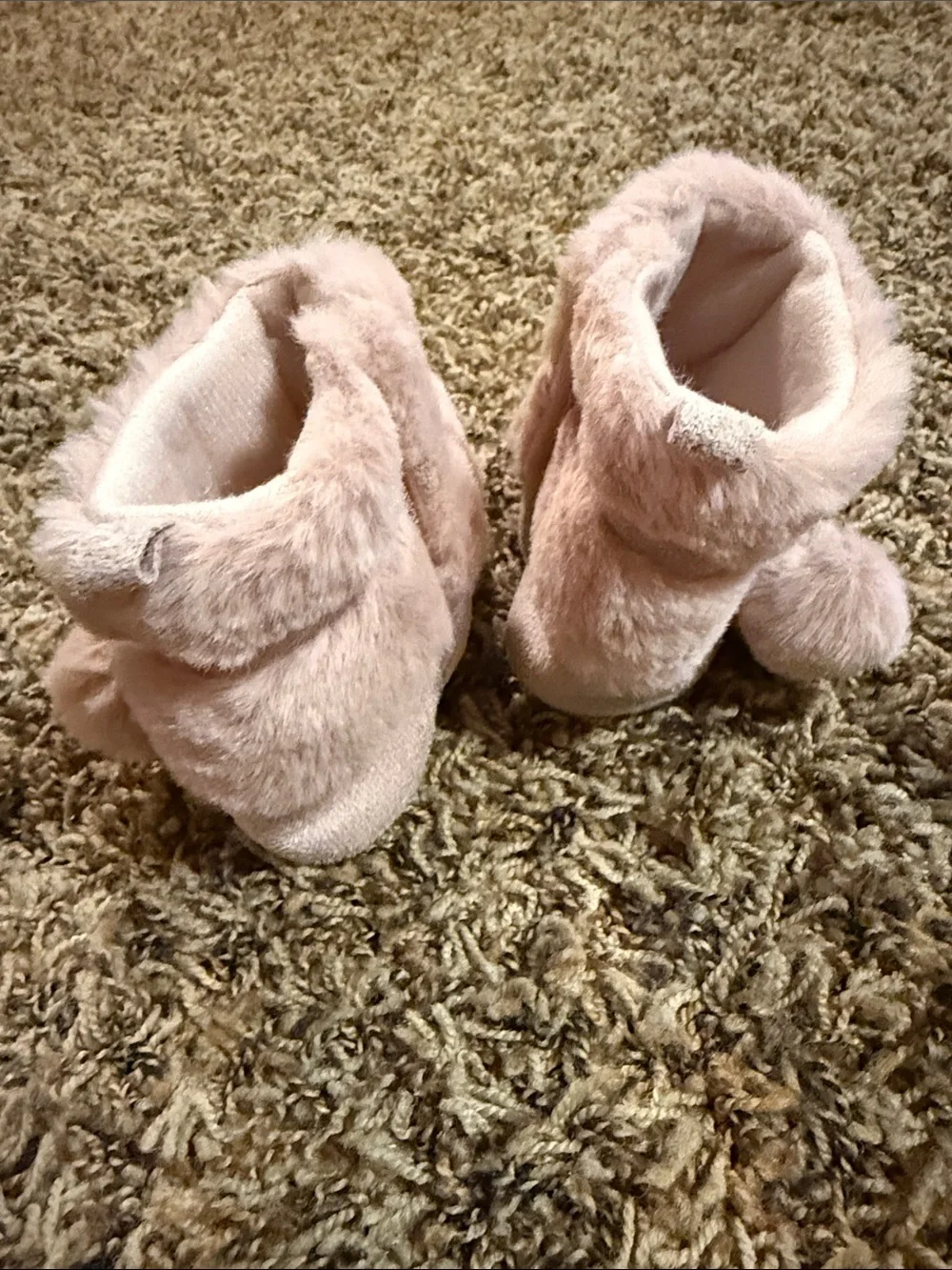 3-6 months baby boots Pink & Gray Faux Fur